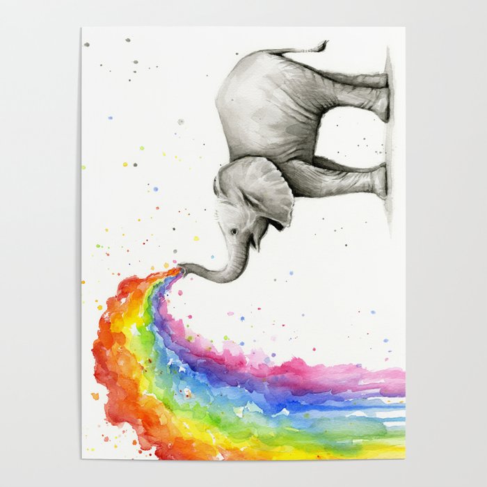 Rainbow Baby Elephant Poster