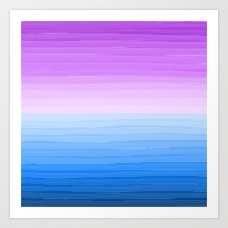Purple Sunset on Blue Ocean Minimalist Painting Art Print