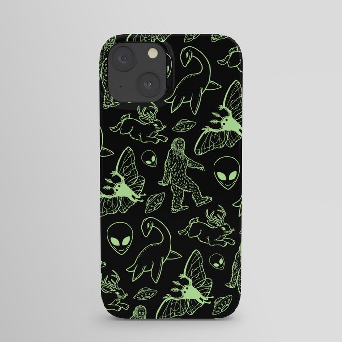 Cryptid Pattern: Green Lines iPhone Case