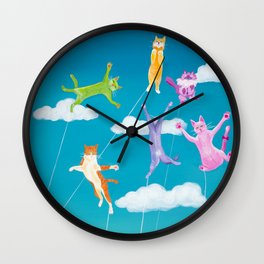 “Kitty Kites” Acrylic on canvas Wall Clock