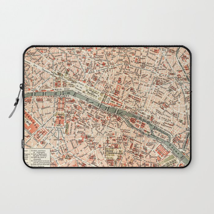Vintage Map of Paris Laptop Sleeve