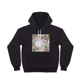 Watercolor forest green pink gold tropical orchid floral Hoody