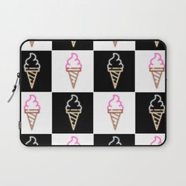 time for ice cream neon sign checkerboard block Laptop Sleeve