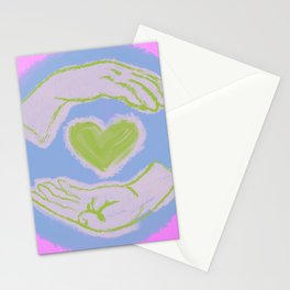 Heart in Hands, Hot Purple, Center Love in Our Communities  Digital Screenprint Stationery Cards