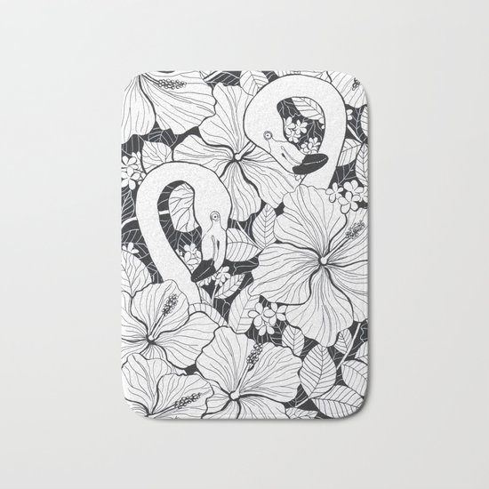 Flamingo garden Bath Mat