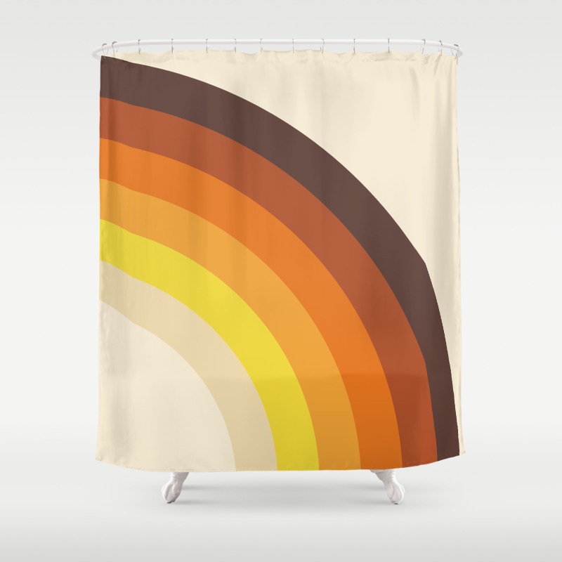70 S Rainbow Print Shower Curtain By, 70s Shower Curtain Hooks