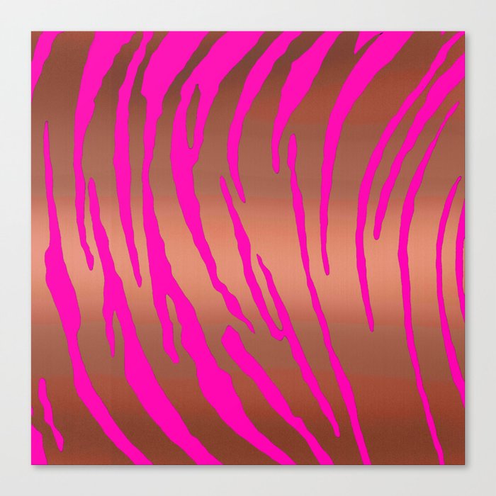 Metallic Tiger Stripes Pinks Canvas Print