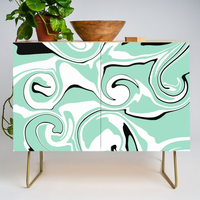 Spill - Mint Green, White and Black Credenza