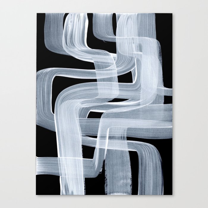 Ghostly Minimalist Abstract Painting Black And White Maze Brush