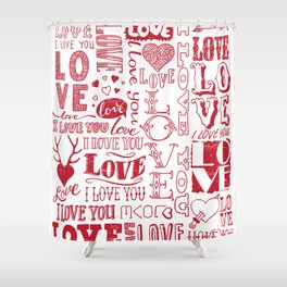hand-drawn love doodles  Shower Curtain