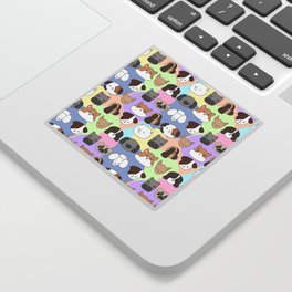 Multicolored pattern with cute, funny happy dogs. Prints, baby and pets texture for children.  Sticker