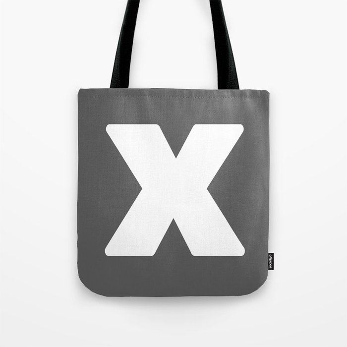 X (White & Grey Letter) Tote Bag