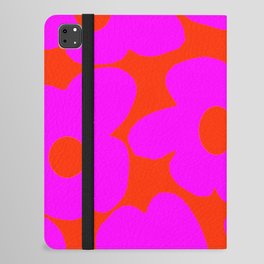 Pink Retro Flowers Orange Red Background #decor #society6 #buyart iPad Folio Case
