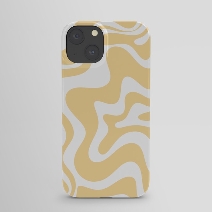 Liquid Swirl Retro Abstract Pattern in Light Yellow and Gray-Tinged White iPhone Case