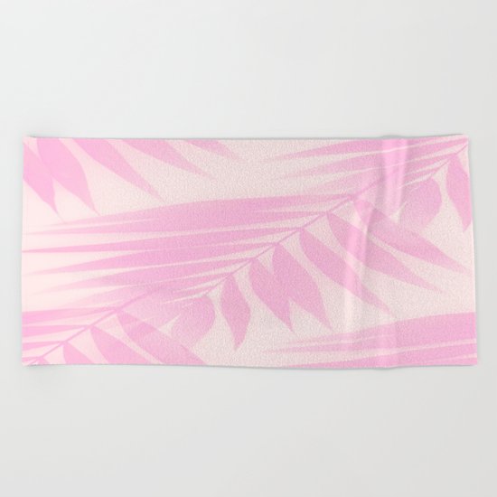 Palm Leaves in Pink Shades Beach Towel