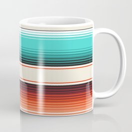 Navajo White, Turquoise and Burnt Orange Southwest Serape Blanket Stripes Mug