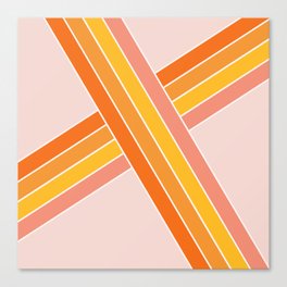 Pink, yellow and orange retro stripes Canvas Print