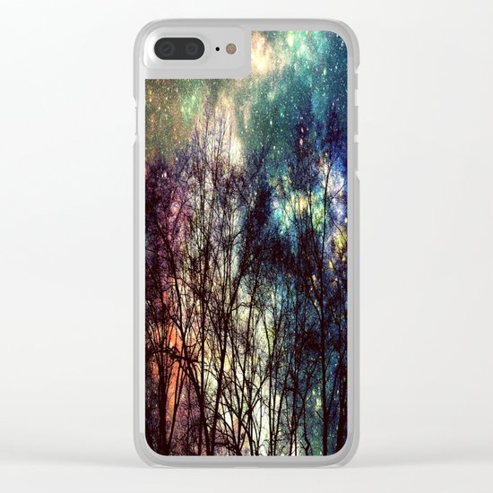 Black Trees Deeply Colorful Space Clear iPhone Case