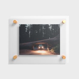 Adventure to the land of giants in a vintage camper Floating Acrylic Print