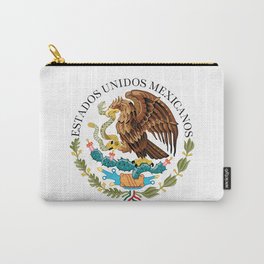 Coat of Arms & Seal  of Mexico on white Carry-All Pouch | Snake, Caracara, Spanish, Coat, National, Emblem, Flag, Cactus, Falcon, Quebrantahuesos 