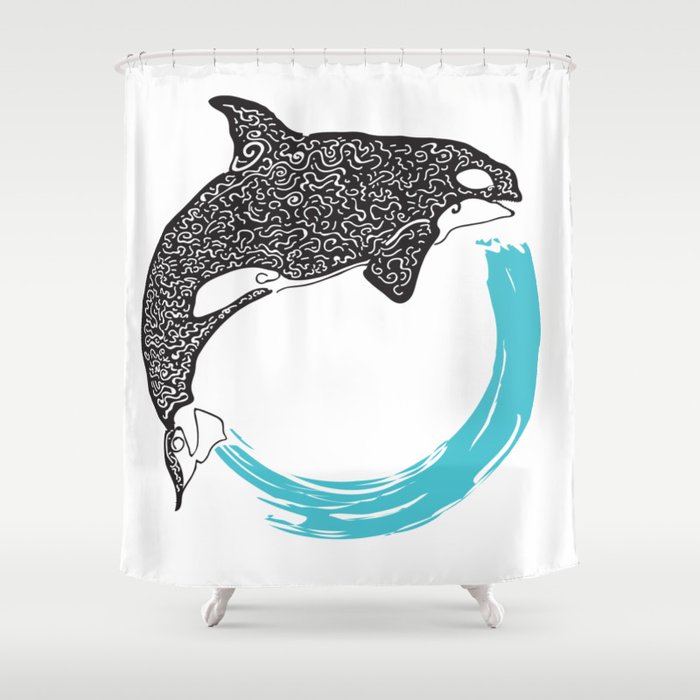 Orca Circle Shower Curtain