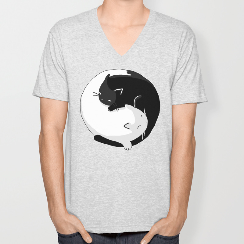 Yin Yang Cats Unisex V Neck By Supretodesign Society6