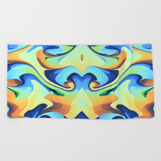 Color waves Water and Sun Beach Towel