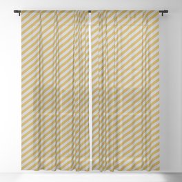 [ Thumbnail: Grey & Dark Goldenrod Colored Lined Pattern Sheer Curtain ]