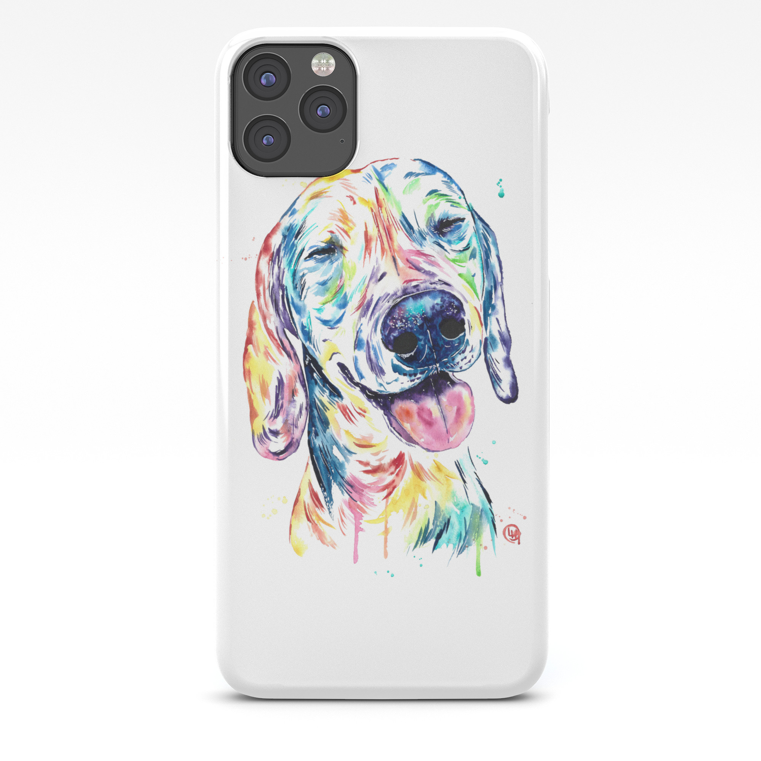 Dachshund Colorful Watercolor Dog Pet Portrait Painting Iphone