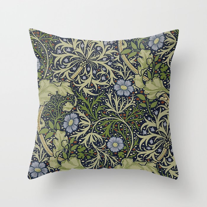William Morris Seaweed Pattern Throw Pillow