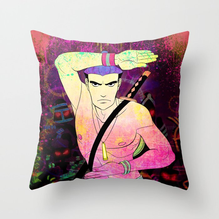Rave Samurai Throw Pillow