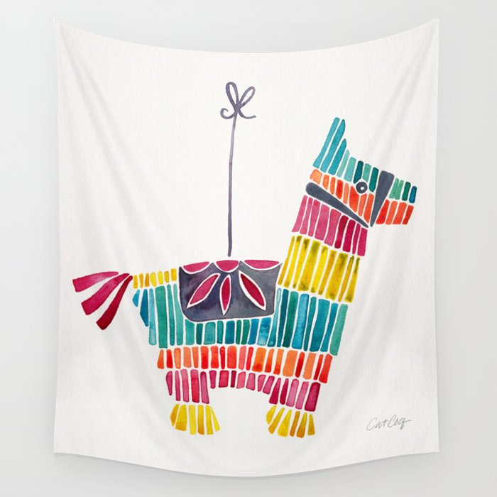 Mexican Donkey Piñata – CMYK Palette Wall Tapestry