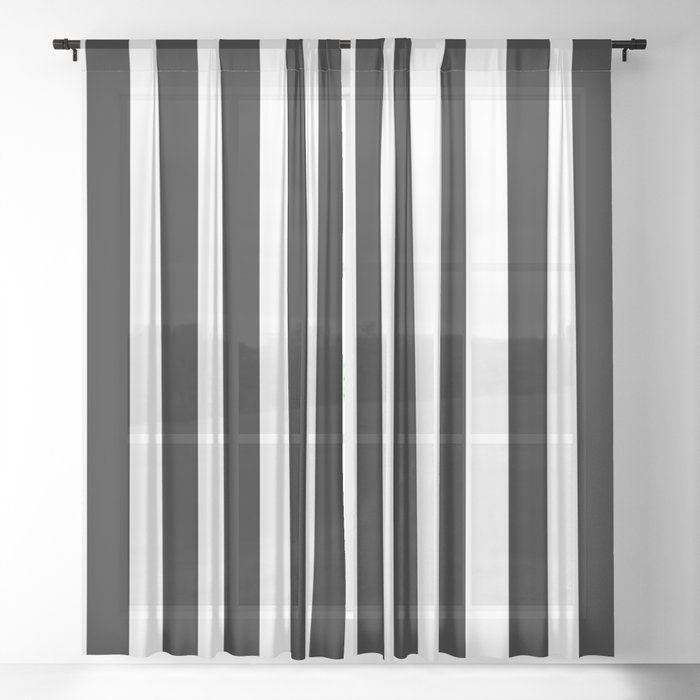 Parisian Black and White Stripes (vertical) Sheer Curtain