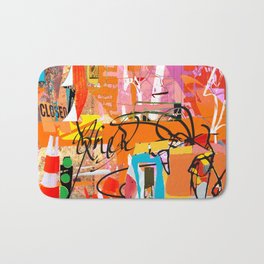 Closed For Renovations  Bath Mat | Asemicwriting, Dirtypastels, Veriperi, Collage, Photo, Popart, Graffiti, Painting, Abstract 
