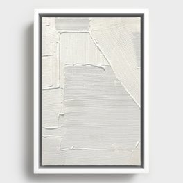 Relief [2]: an abstract, textured piece in white by Alyssa Hamilton Art Framed Canvas