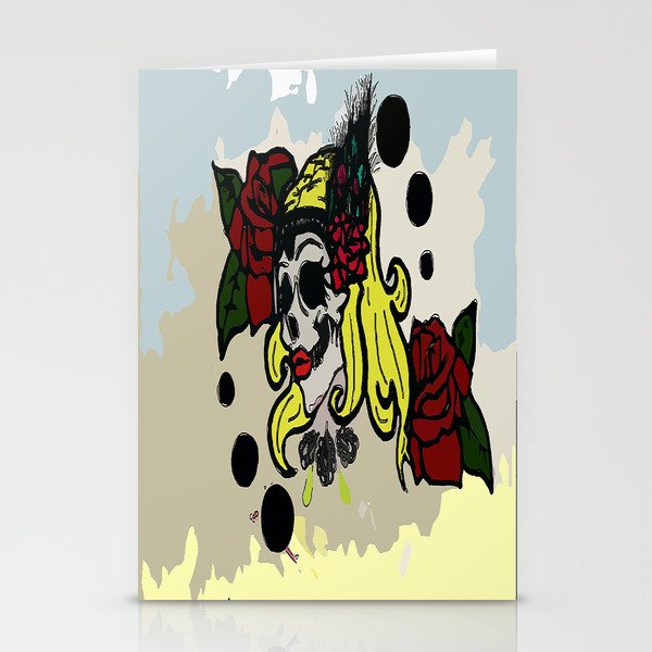 Skull with roses Stationery Cards