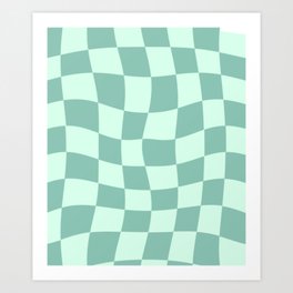 Checkered Warped Square Pattern Green Sage 220821 Art Print