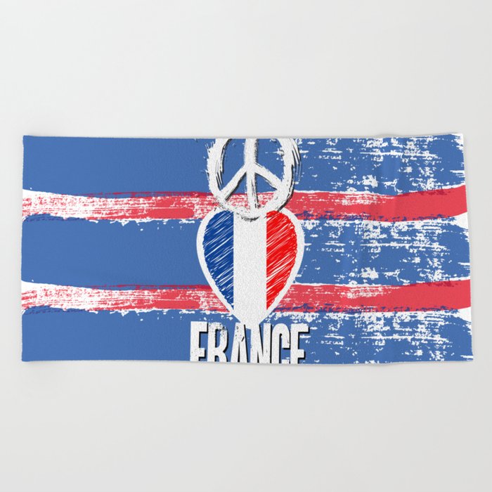 Peace, Love, France Beach Towel