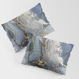 Blush, Payne's Gray and Gold Metallic Abstract Pillow Sham