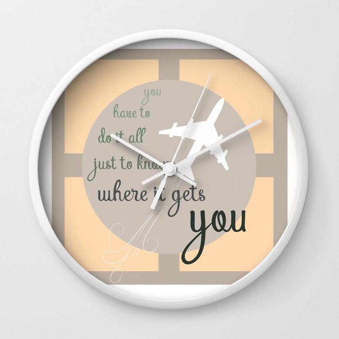 Travel Quote Inspirational Quote Wanderlust Quote Airplane Plane Success Wall Clock By Cosmicmeaning Society6