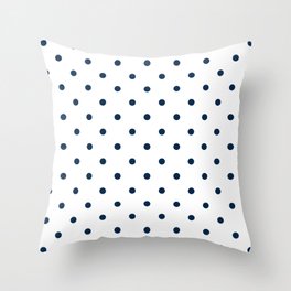 Navy Blue & White Polka Dots Throw Pillow