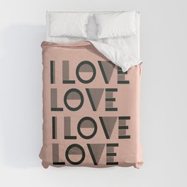I Love Love - Jazz Age Coral pink color modern abstract illustration  Duvet Cover
