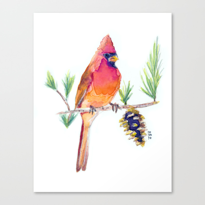 Cardinal Abstract Watercolor Painting Art Print by Artist DJ Rogers 