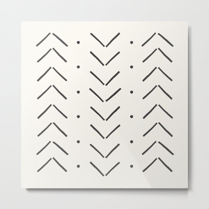 Arrow Lines Pattern in Black and Beige 2 Metal Print