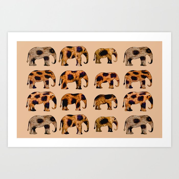 CHEETAH ELEPHANTS Art Print