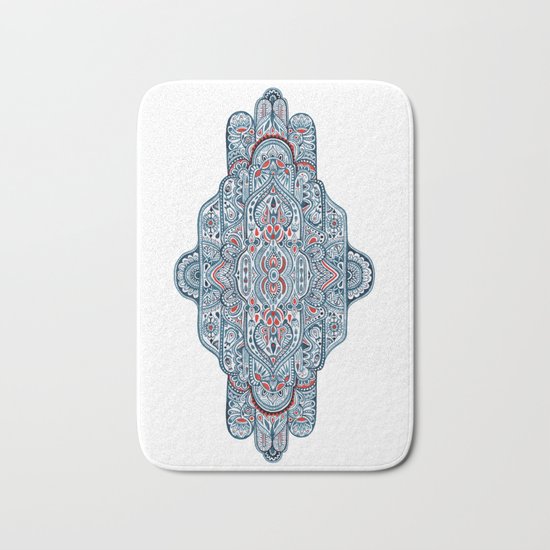 Hand painted symmetrical pattern Bath Mat