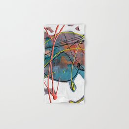 Everyday Magic: a neon abstract painting in blue pink and green by Alyssa Hamilton Art Hand & Bath Towel