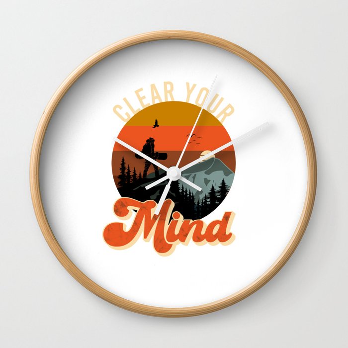 Clear Your Mind Snowboard Retro Wall Clock