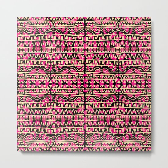 Tapestry Pattern Small Scale - Golden Pink Metal Print