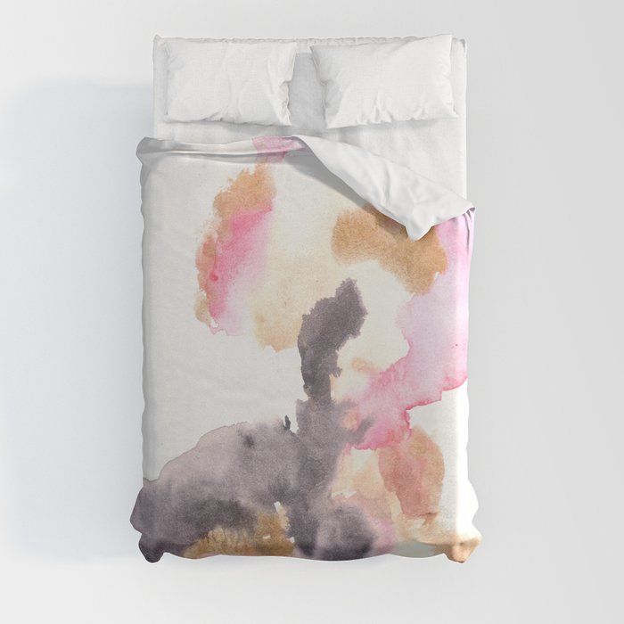 Minimalist Art Abstract Art Watercolor Painting Pink Black Flow | [dec-connect] 29. chasm Duvet Cover